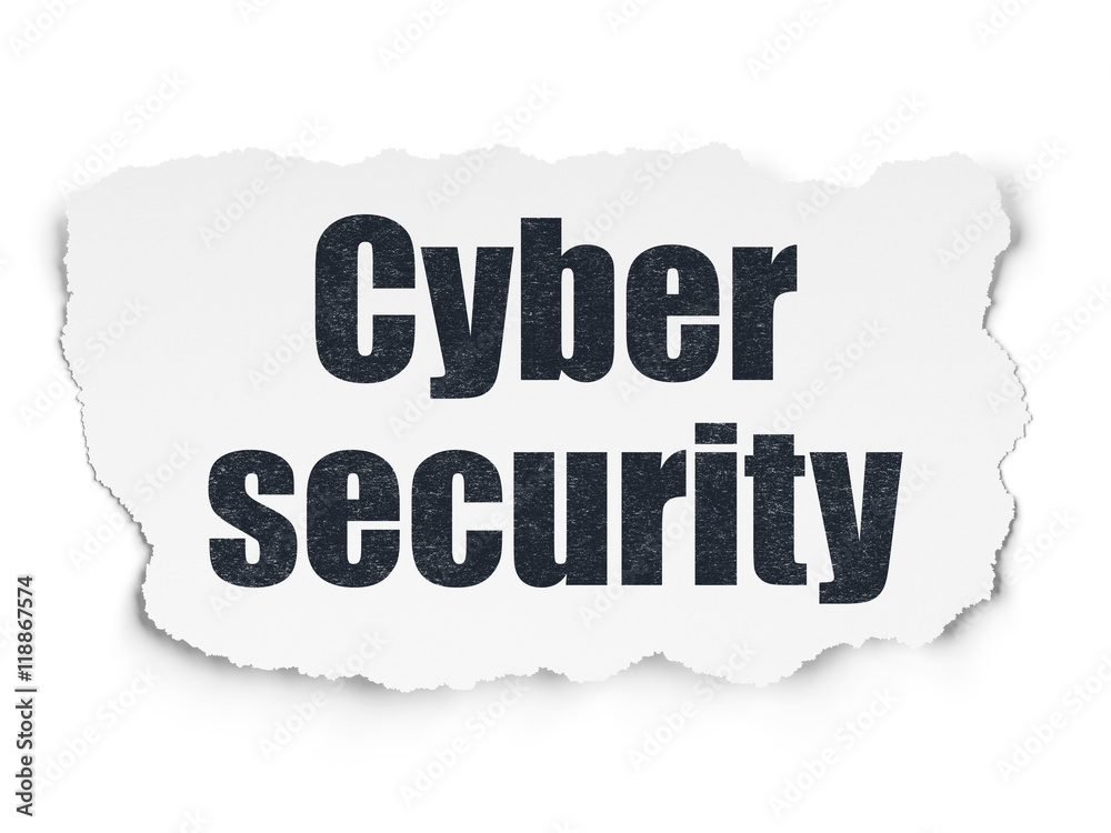 Safety concept: Cyber Security on Torn Paper background