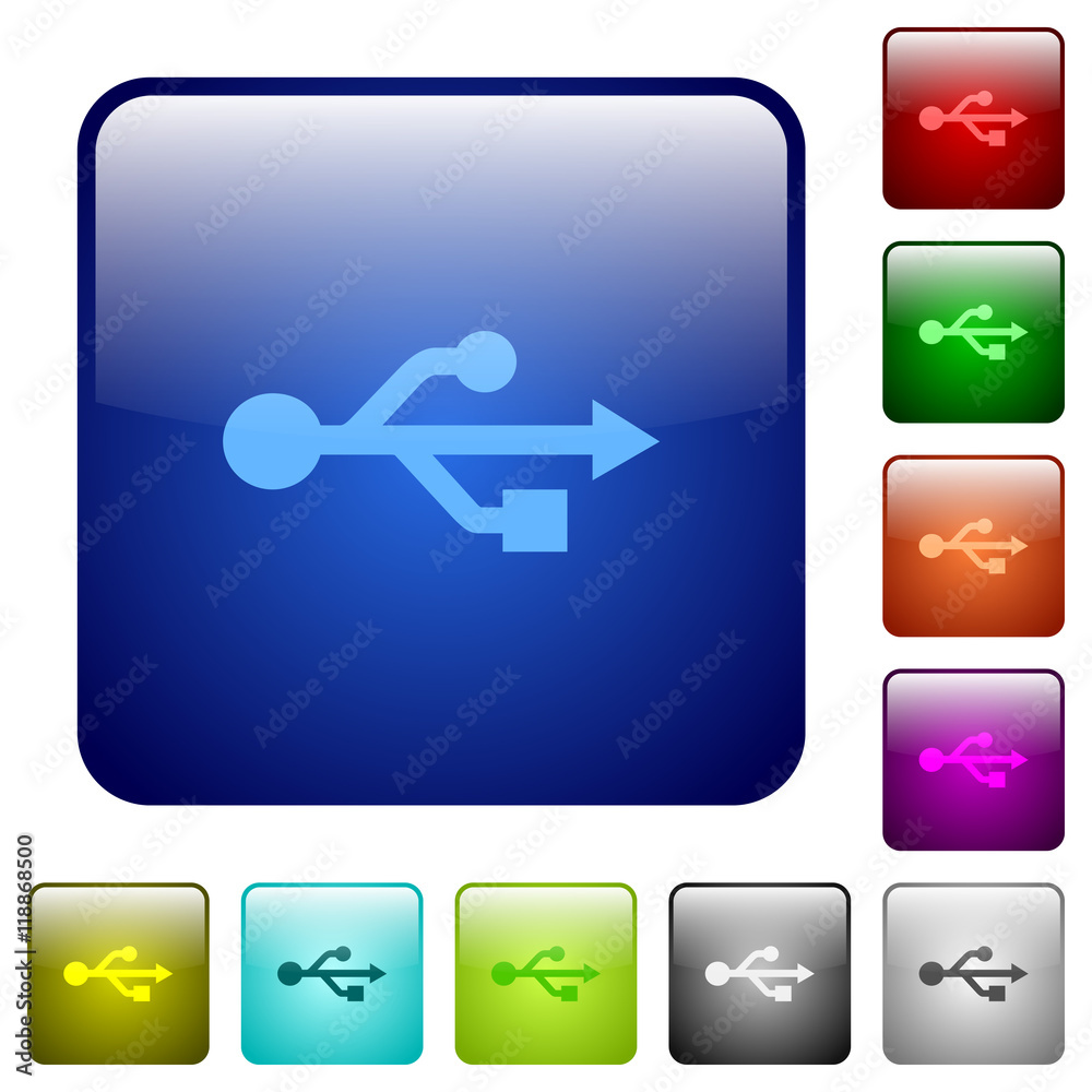 Color USB connection square buttons Color USB connection square buttons