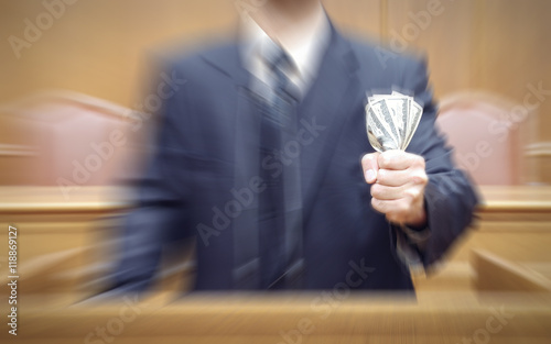 Tableau sur toile Portrait of a politician, corruption concept