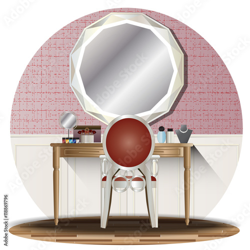 Dressing room elevation set with background for interior,vector illustration