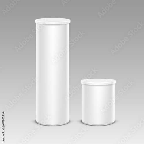 Set of White Chips Tin Box Container Tube for Package