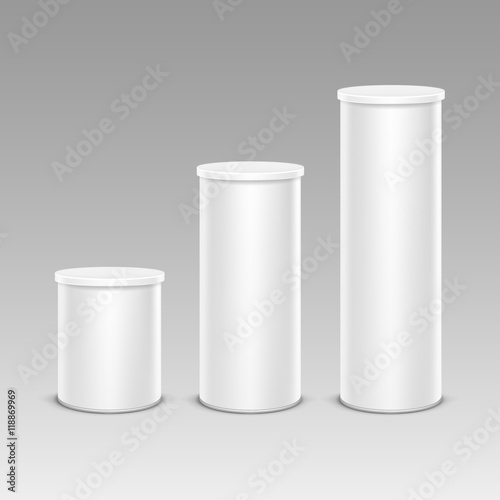 Set of White Chips Tin Box Container Tube for Package
