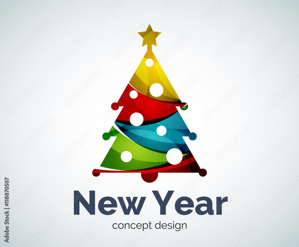 Vector Christmas or New Year tree logo template Vector Christmas or New Year tree logo template