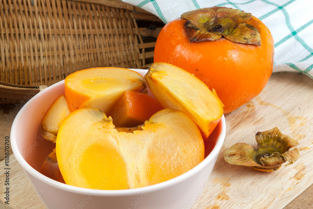 Persimmon yellow color fruits Persimmon yellow color fruits