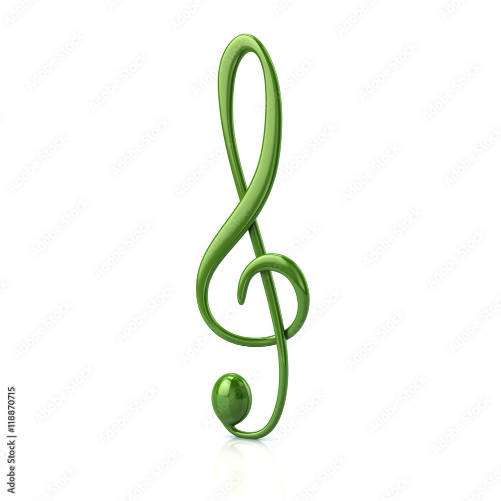 3d illustration of green treble clef 3d illustration of green treble clef