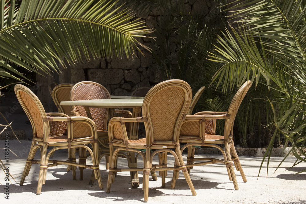 Coffee table with palm tree in Tenerife