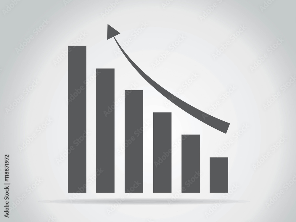 Vector growing graph icon with shadow Vector growing graph icon with shadow