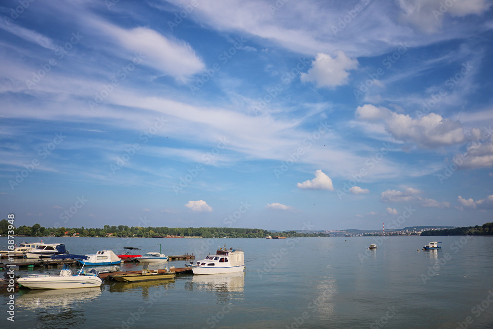 Fototapeta premium Marina on the Danube river in Belgrade