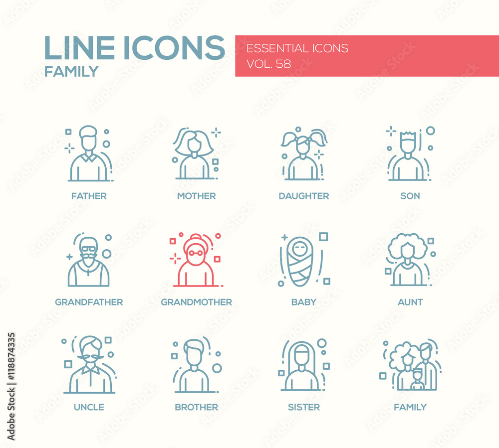 Family - line design icons set