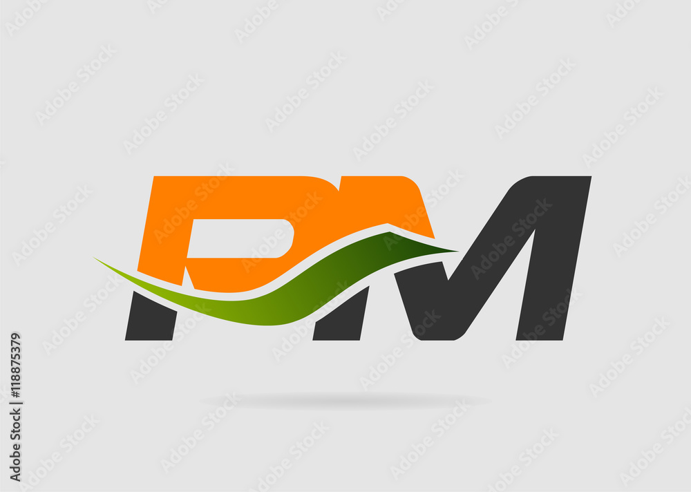 PM initial monogram logo Stock Vector