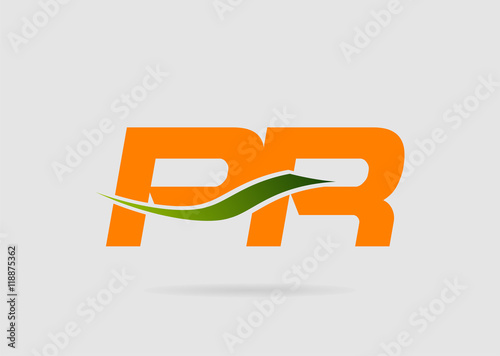 PR initial monogram logo  