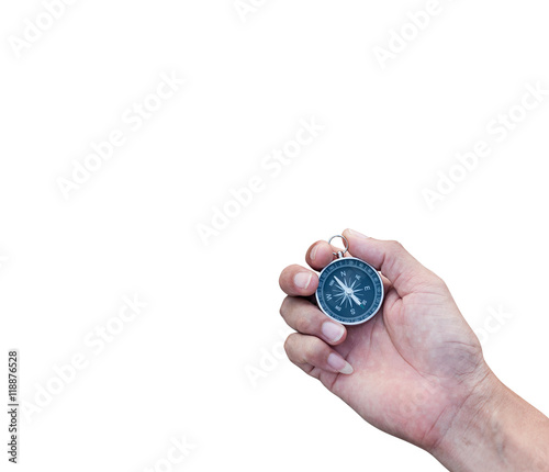 compass in hand on a white background.