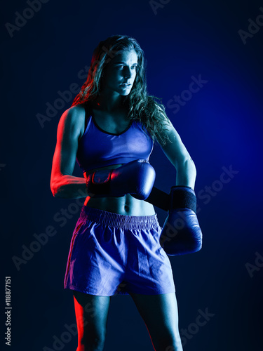 woman boxer boxing isolated