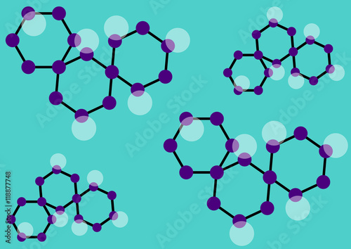 The abstract background with the image of molecules