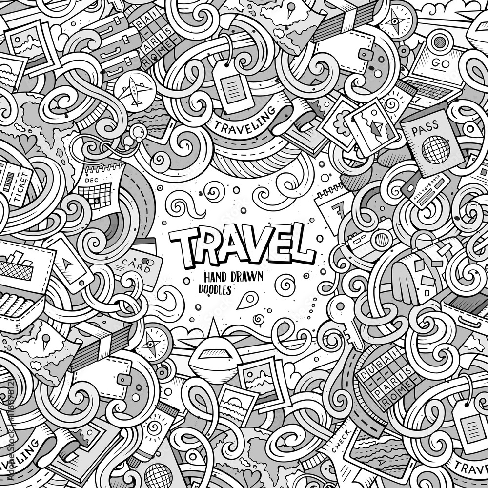 Cartoon cute doodles Travel frame design Cartoon cute doodles Travel frame design