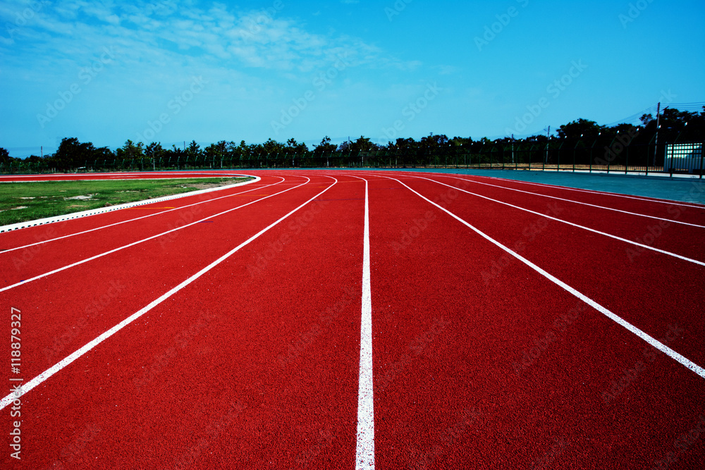 athletic, background, compete, competition, course, exercise, field,  ground, lane, number, outdoor, race, racetrack, red, rubber, run, sport,  stadium, start, surface, texture, track, white Stock Photo | Adobe Stock