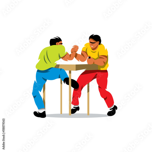 Vector Arm Wrestling Cartoon Illustration.