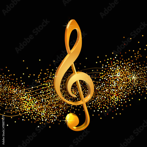 Treble clef golden
