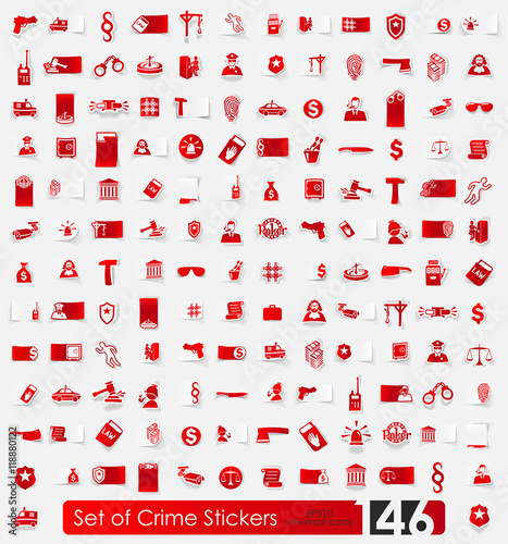 Set of crime stickers