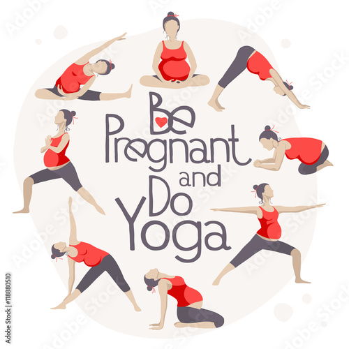 Set of Yoga poses for Pregnant women.