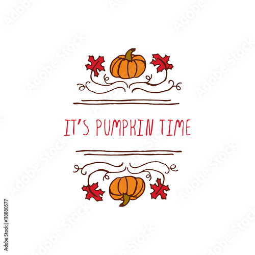 Vector handdrawn autumn element with text