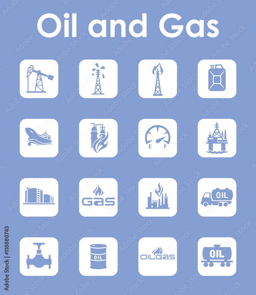 Set of oil and gas simple icons