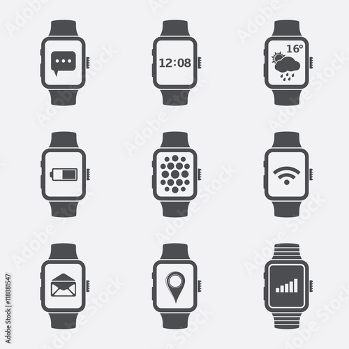 Smart watch icons set