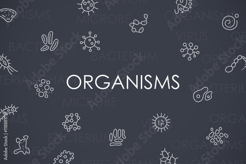 Organisms Thin Line Icons