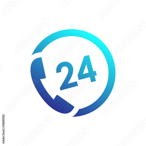 24 hour service icon, phone, call us