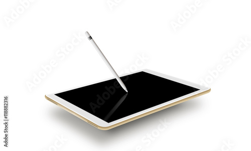 Tablou canvas Mockup gold tablet realistic style with stylus