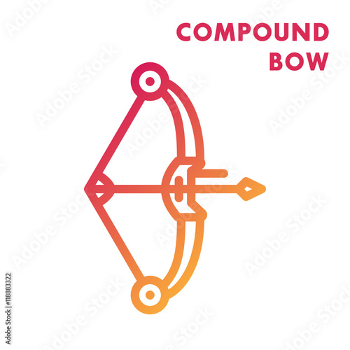 compound bow icon, line art