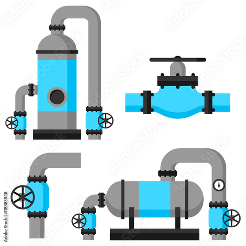 Natural gas heat exchanger, control valves and storage. Set of equipment