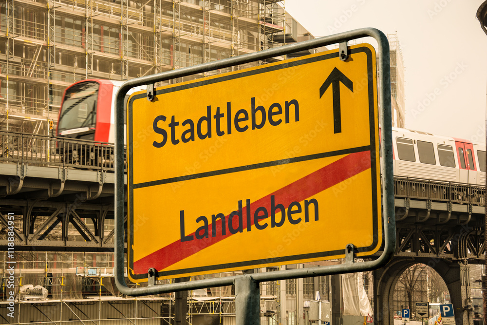 Fototapeta premium Schild 113 - Stadtleben