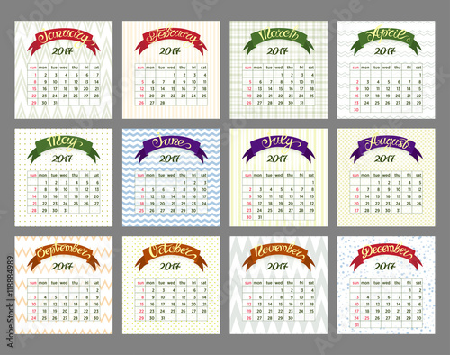 2017 Calendar decorated with geometric background