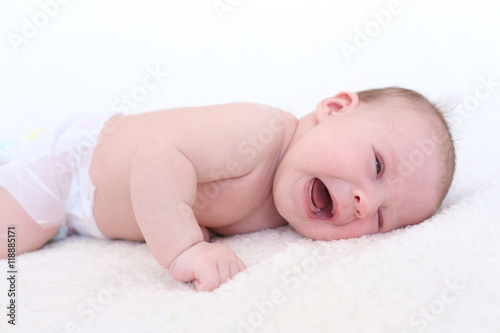 Cute crying 2 months baby