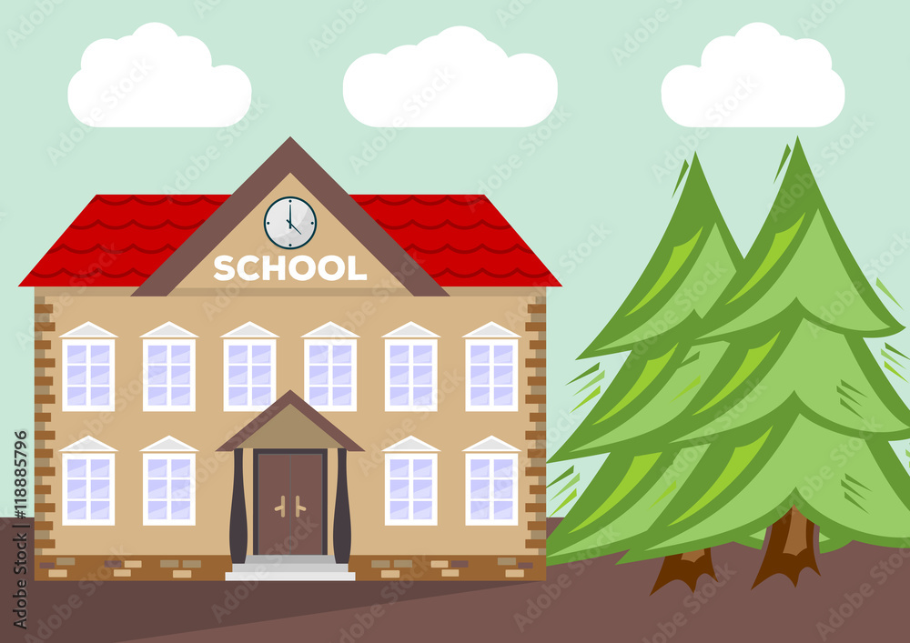 School building. Flat style vector illustration.