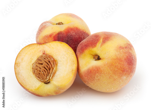 Peaches isolated on white background with clipping path