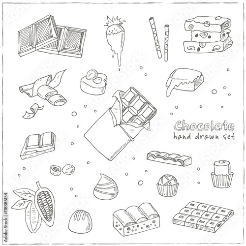 Vector Set of chocolate. Illustration for menus, recipes