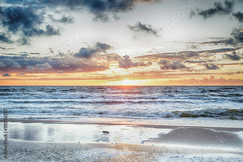 Sunset At The Stormy Sea, hdr image