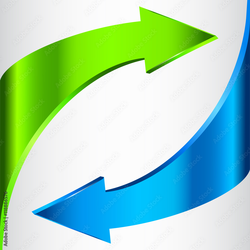 Arrows Sign. Blue Green Color. Isolated On White. Arrows Sign. Blue Green Color. Isolated On White.