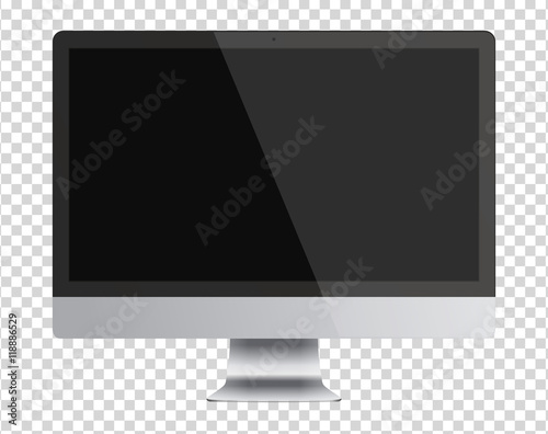Modern computer monitor display with black screen.
