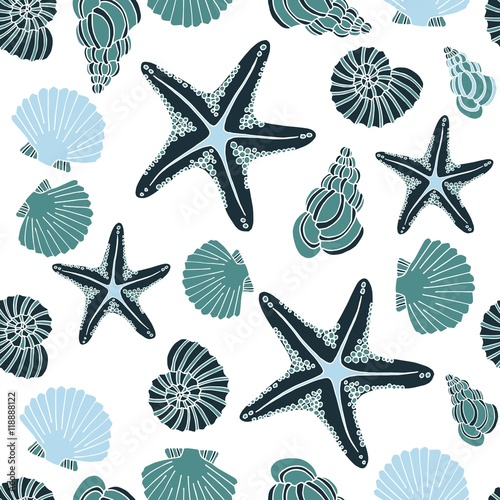 Vector seamless seashell pattern