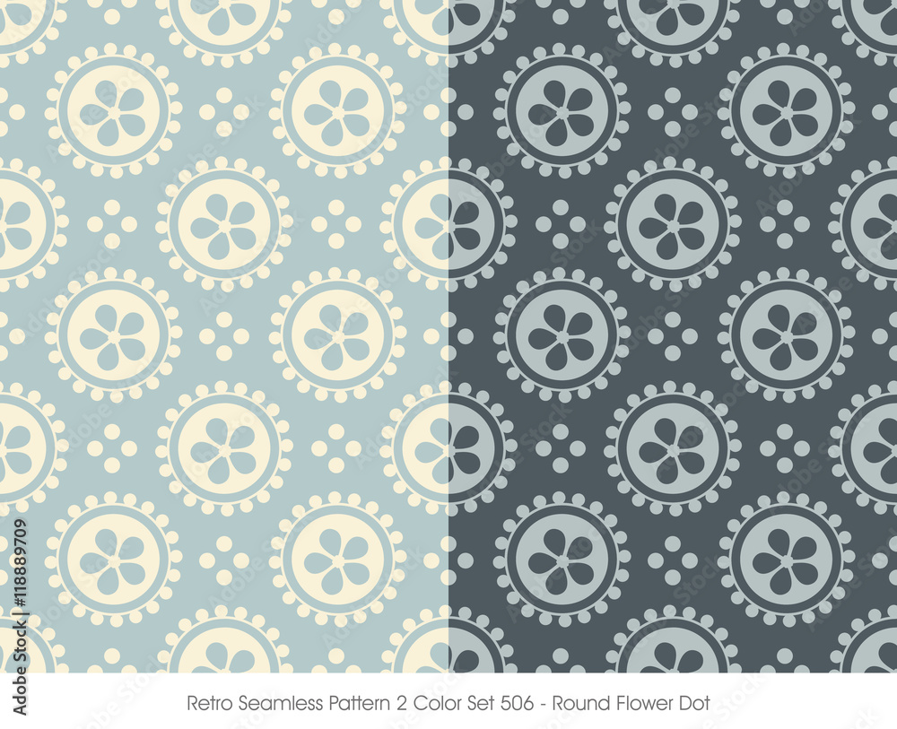 Retro Seamless Pattern 2 Color Set_506 Round Flower Dot
