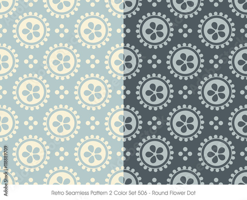 Retro Seamless Pattern 2 Color Set_506 Round Flower Dot 