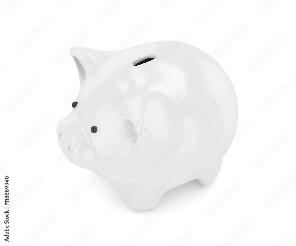 White shiny piggybank on white background. Concept of investment, savings and more. 3D rendering. White shiny piggybank on white background. Concept of investment, savings and more. 3D rendering.