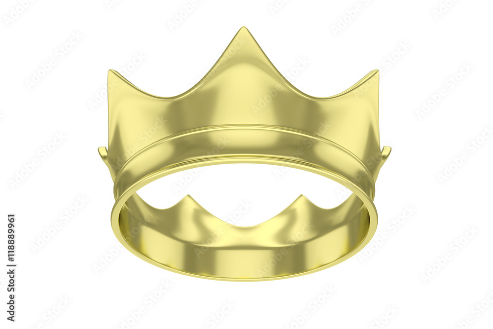 Simple golden royal crown on white. 3D rendering. Simple golden royal crown on white. 3D rendering.