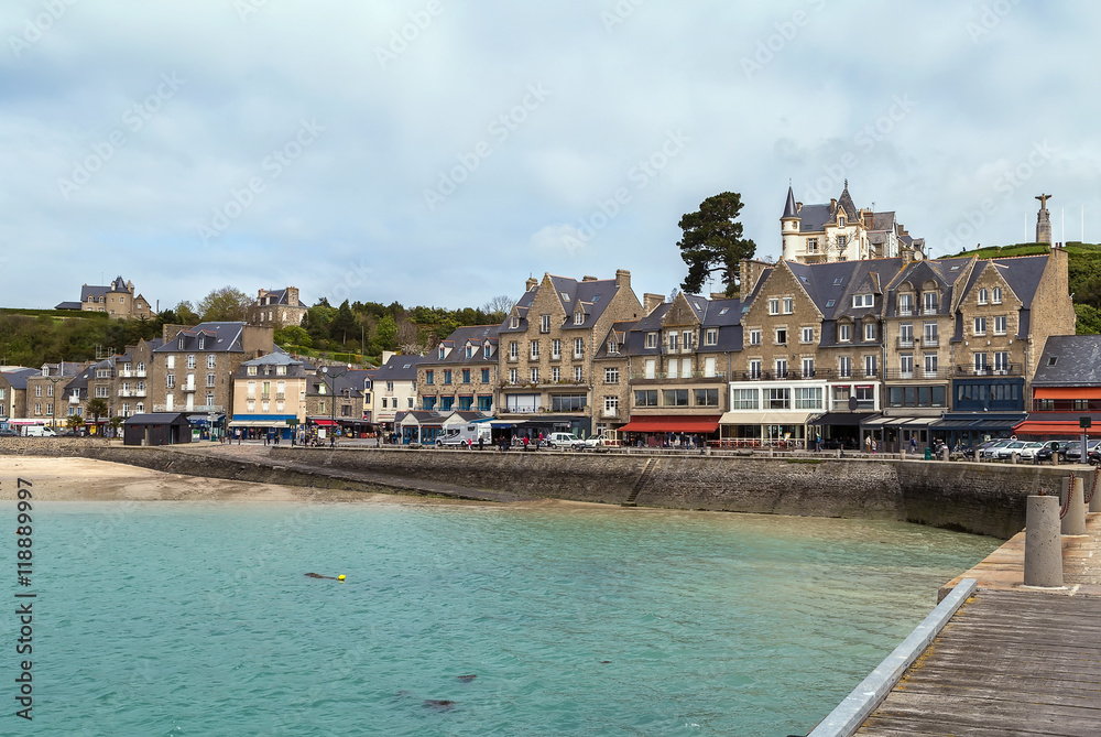 view of waterfront in Cancale, France