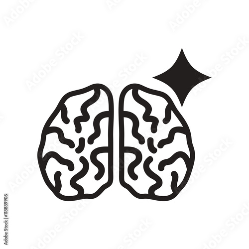 flat icon in black and white style brain stroke