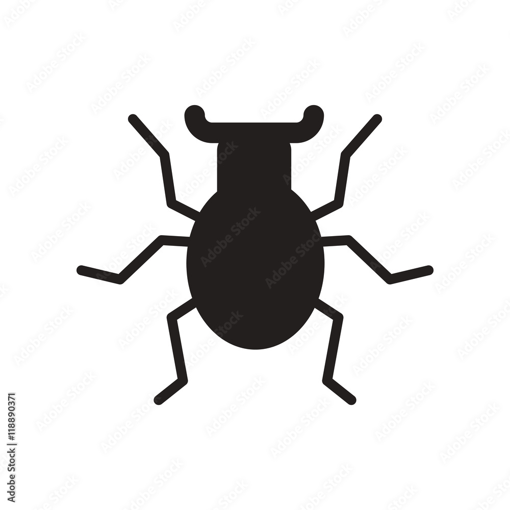flat icon in black and white style beetle insect   