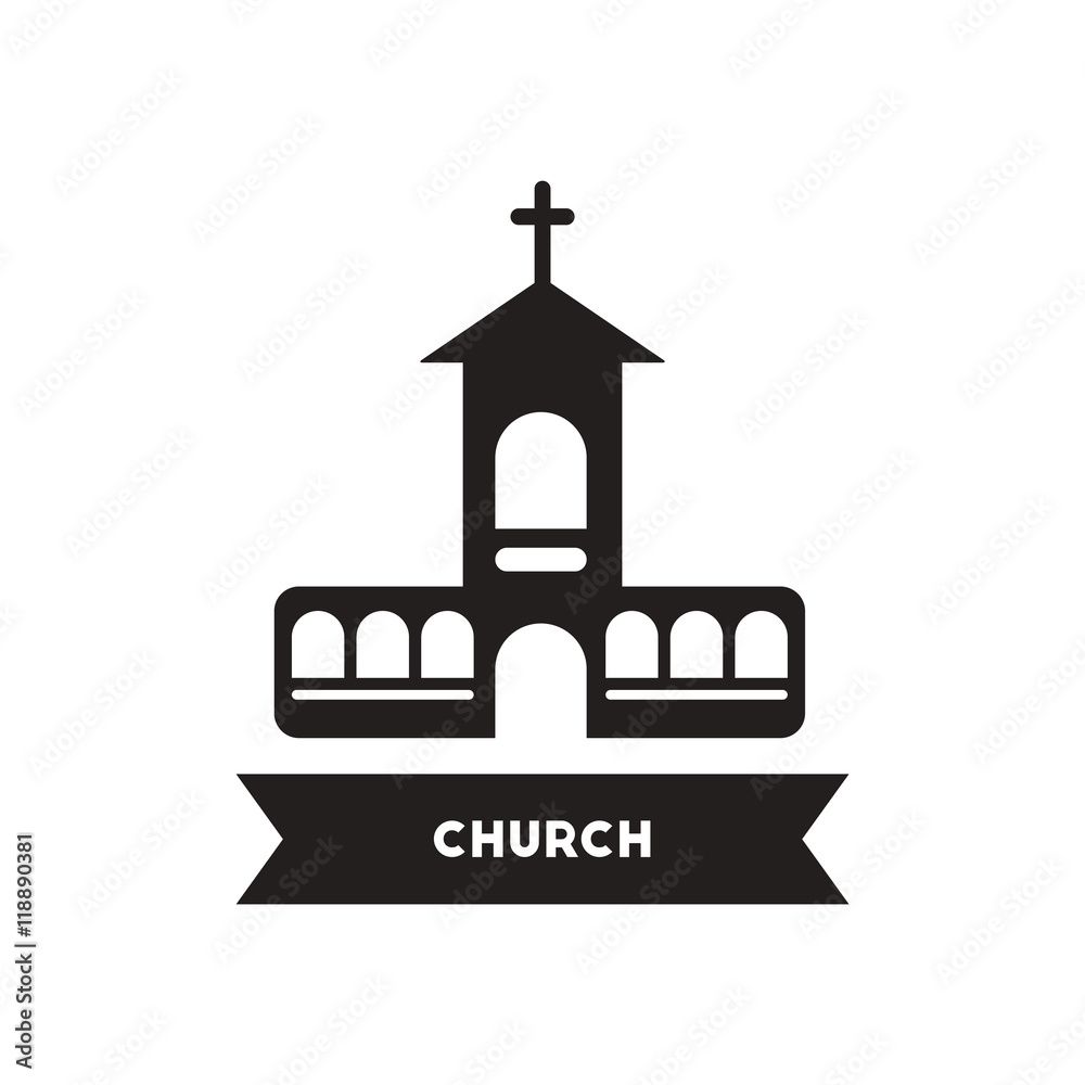 Obraz premium flat icon in black and white style building church 